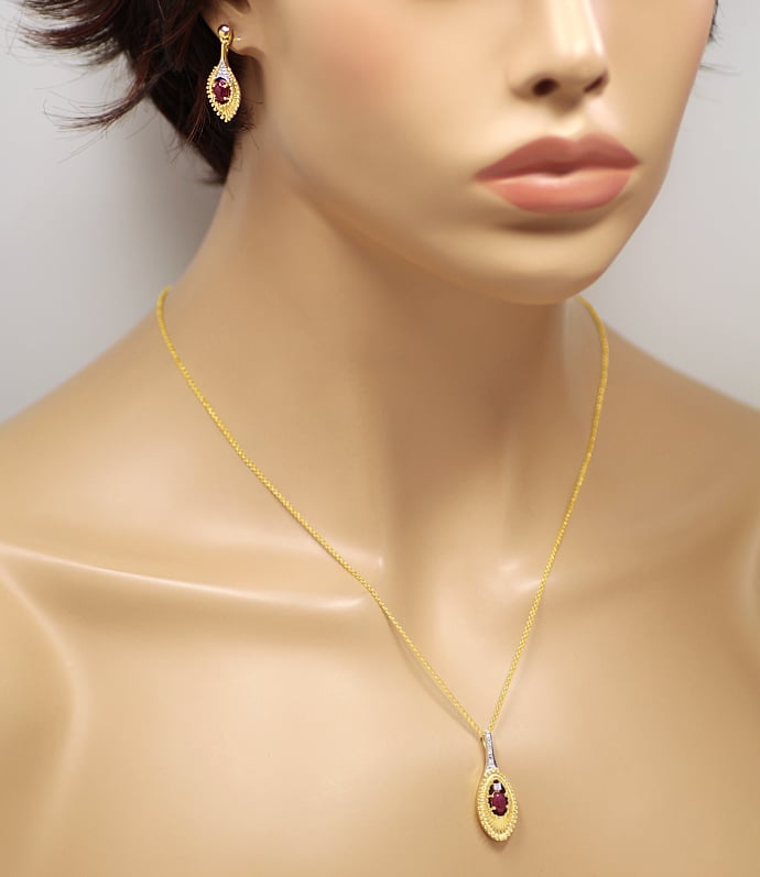 Foto 5 - Schmuckset Collier Ohrringe mit Rubinen Brillanten-Gold, Q1027