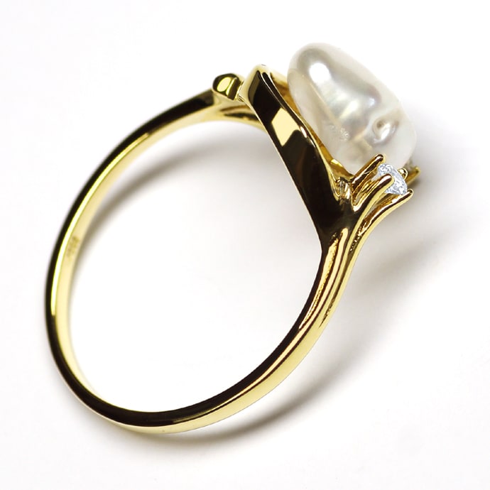 Foto 3 - Diamantring mit Keshi Perle und Brillanten 14K Gelbgold, Q1446