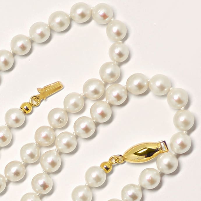 Foto 3 - Lange Perlenkette mit Clip und Schloss aus Gelbgold, S2065