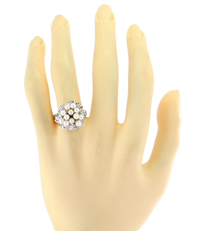 Foto 4 - Bezaubernder 12 Perlen Diamantring Weißgold, S5703