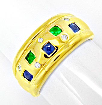 Foto 1 - Schöner Brillant Safir Smaragd Ring, S8495