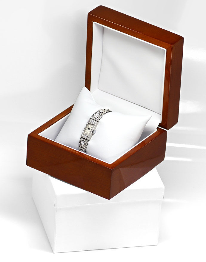 Foto 5 - antike Platin Diamant Damen-Armbanduhr 2,05ct Diamanten, U2029